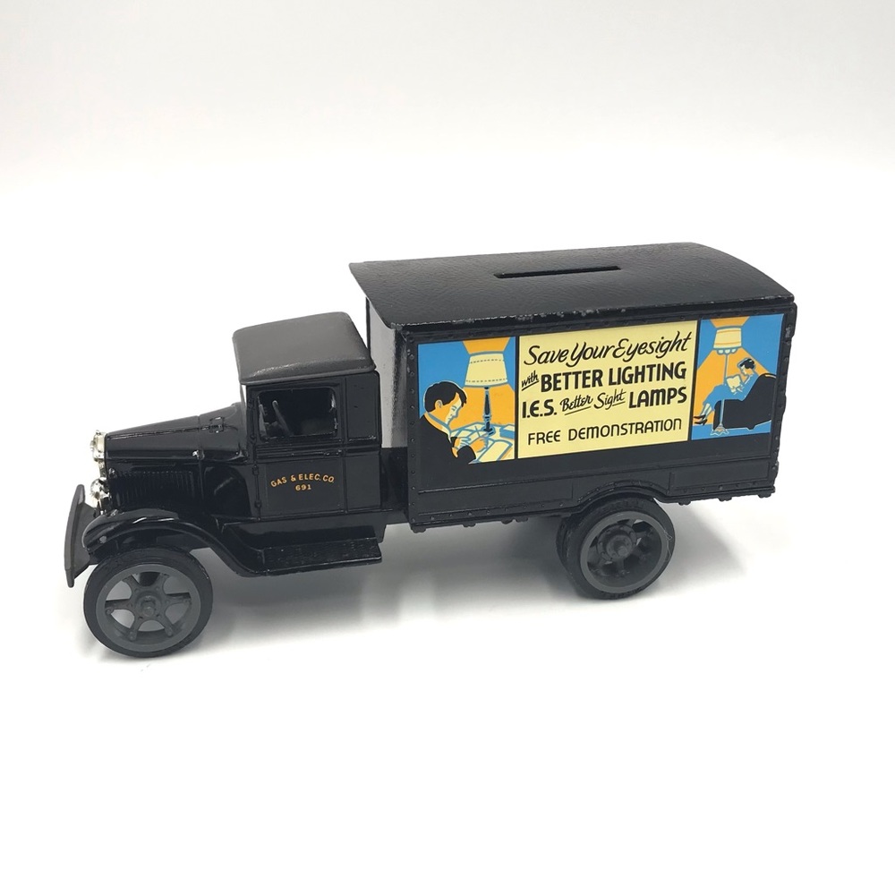 Vintage ERTL 1931 Hawkeye Diecast Bank I.E.S Better Slight Lamps Advertising - Picture 12 of 13